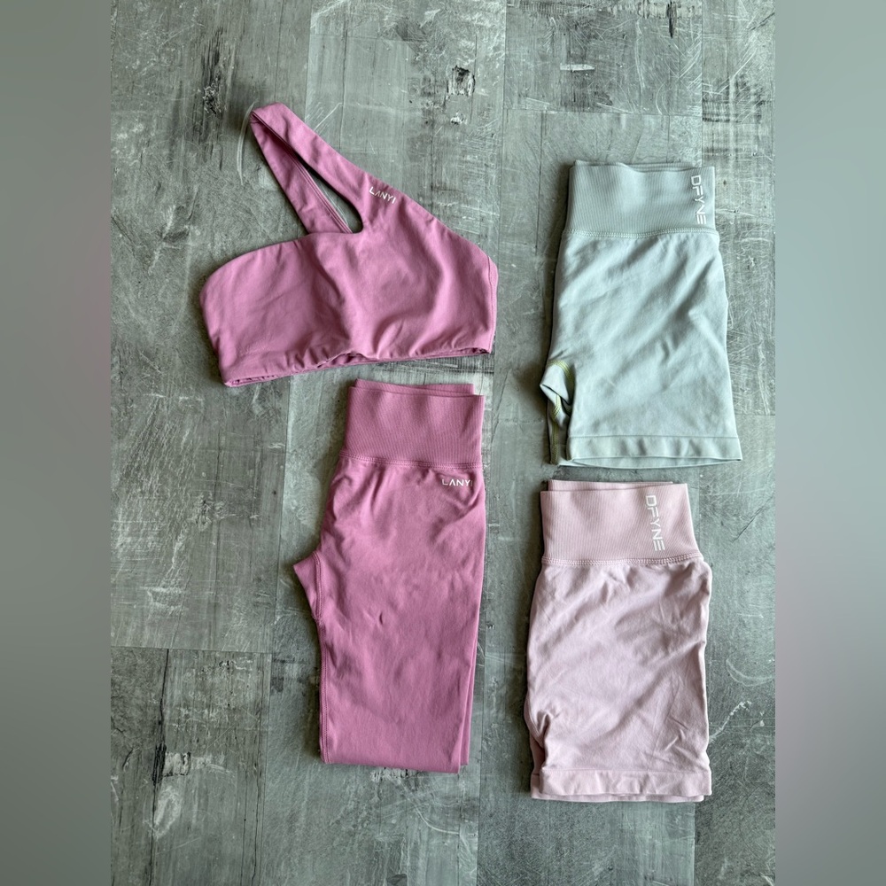 DFYNE LANYI Pink Set. 2Shorts 1Spring Green & 1Light Rose Pink All Sizes Small